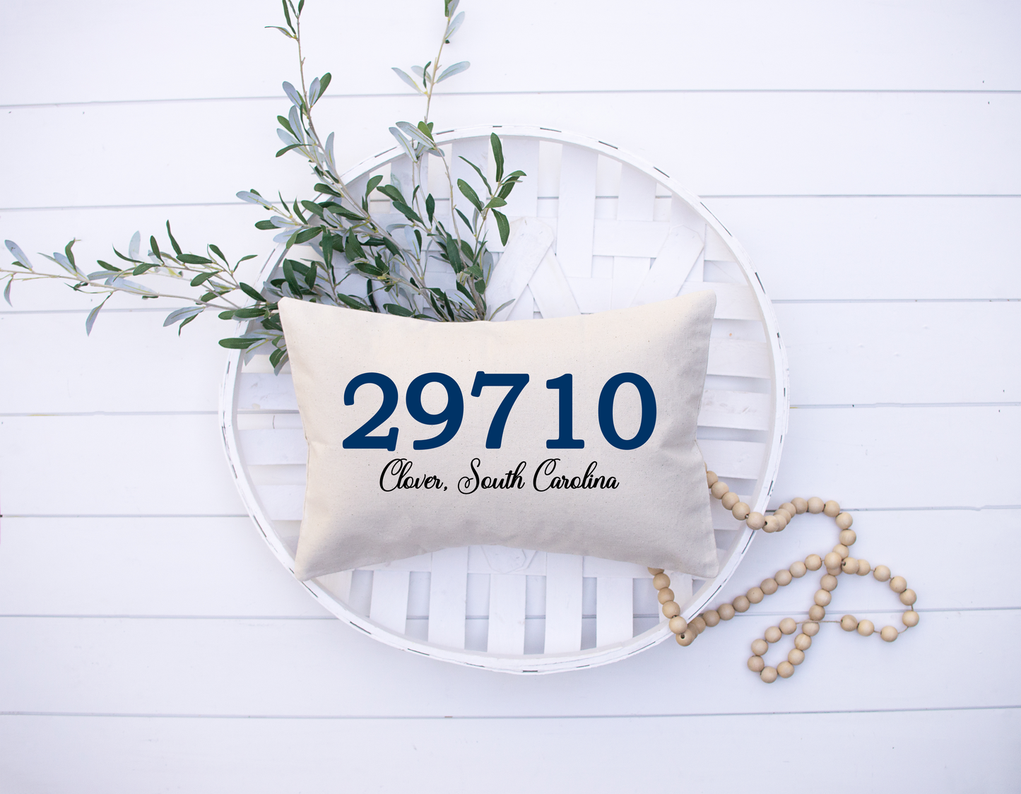 Clover SC Zip Code Lumbar Pillow, Porch Decor, Home Decor, Farmhouse Decor, Throw Pillow, Personalized Zip Code Pillow, Pillow