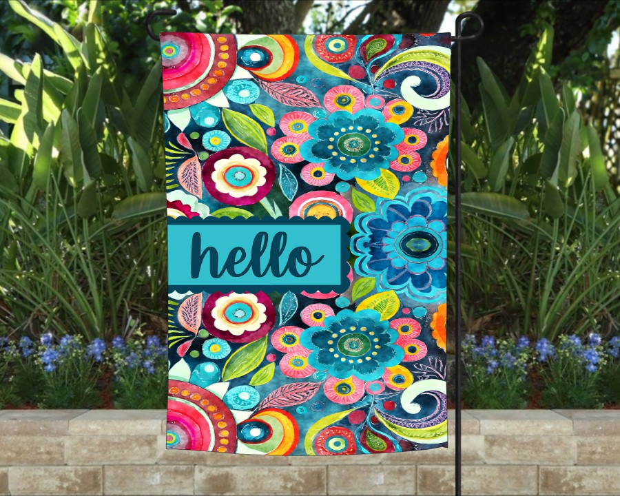 Funky Boho Flowers Garden Flag