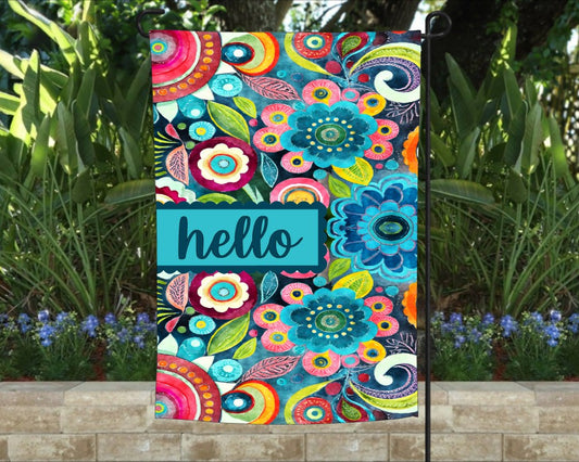 Funky Boho Flowers Garden Flag